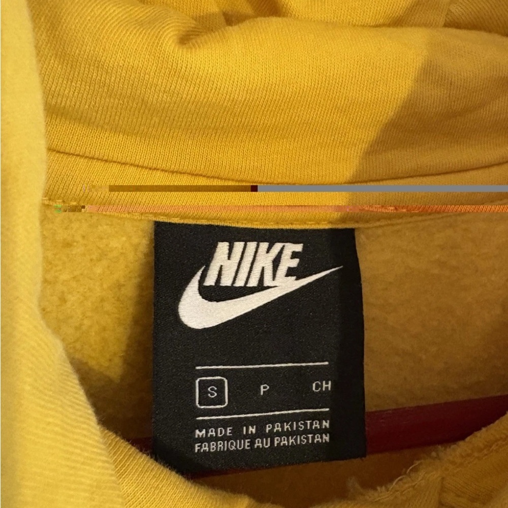 Nike Hoodie Mens Small Goldenrod Yellow Pullover Sweatshirt Swoosh Logo Athletic - Picture 4 of 8